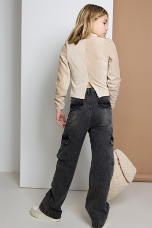 Susy black denim cargo pants Jet Black