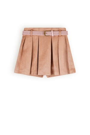 Sella suede skort with belt 431 Taupe