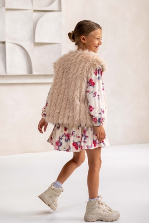 Doutze Flo girls long hair fur Taupe