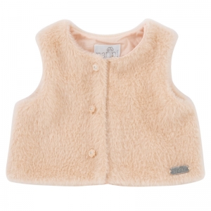 GILET FUR FLOWER PINK