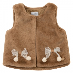 GILET FUR BOW BEIGE