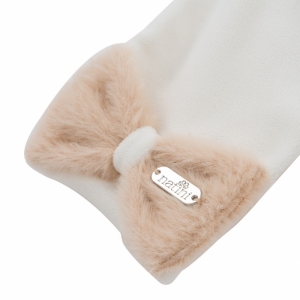 SCARF BOW FUR OFFWHITE-PINK