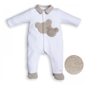 FO B rompersuit 2 teddy bears 0135 whi-beige