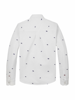 FLAGS PRINTED PIQUE REG SHIRT  YBR White