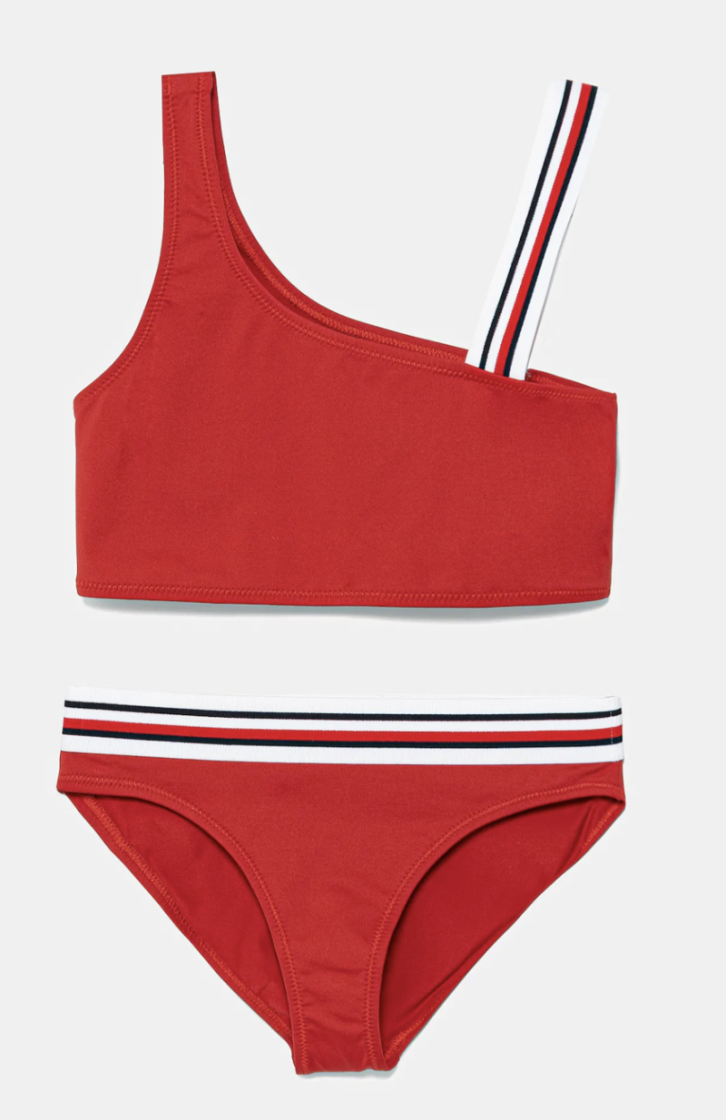 ONE SHOULDER BIKINI SET XLG primary red
