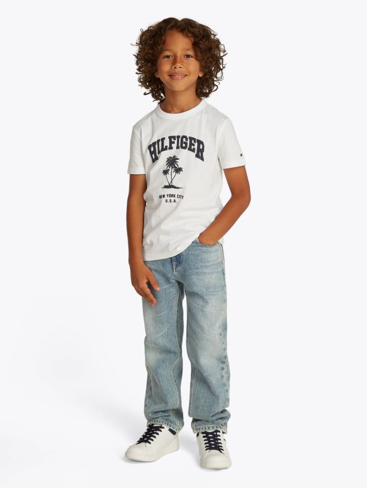 HILFIGER PALM PRINT TEE SS YBR White