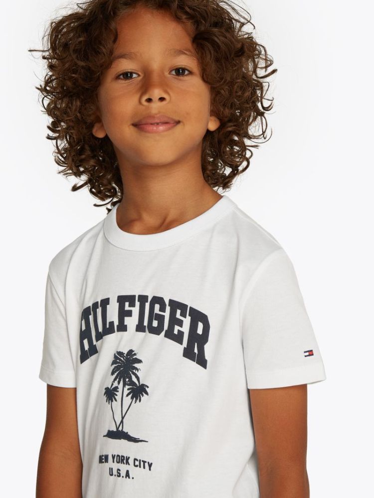 HILFIGER PALM PRINT TEE SS YBR White