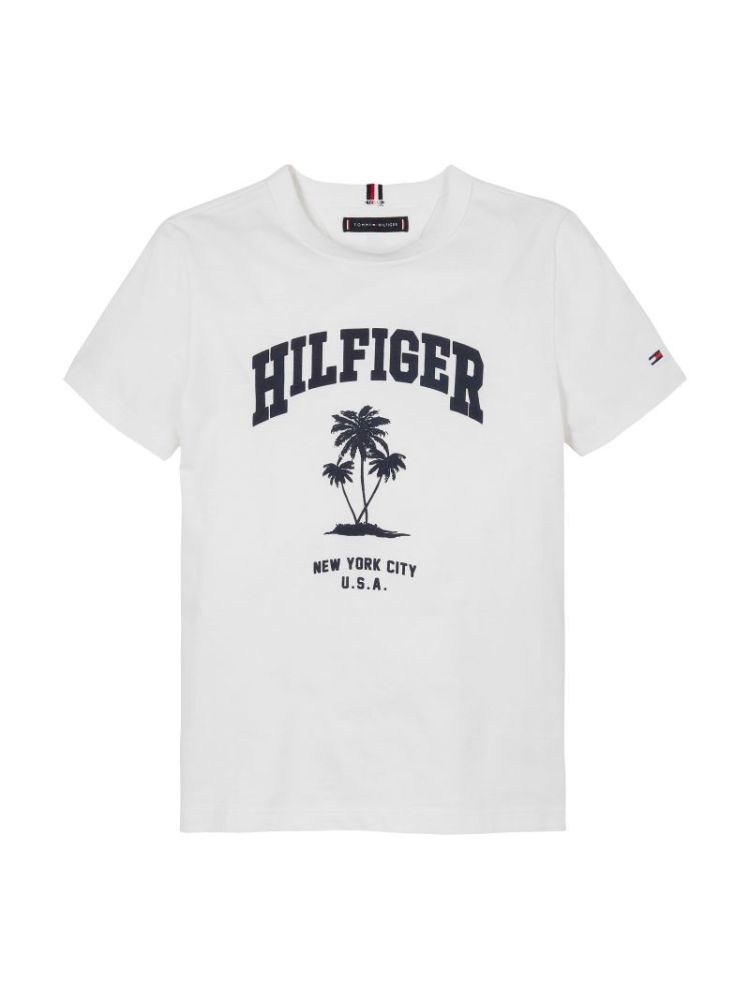 HILFIGER PALM PRINT TEE SS YBR White