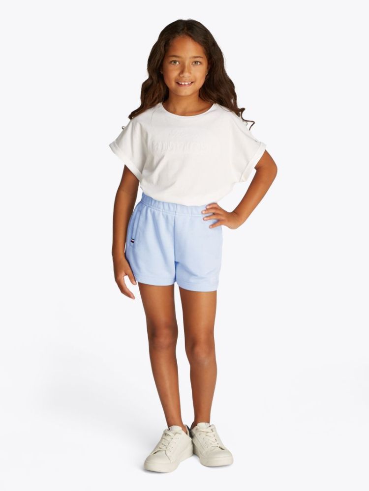 TOMMY SCRIPT CN SWEATSHORT C1O Breezy Blue