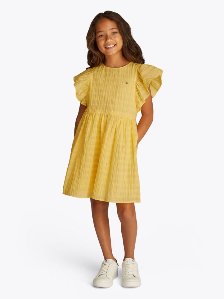 TEXTURED COTTON DRESS SS ZF0 Citronella