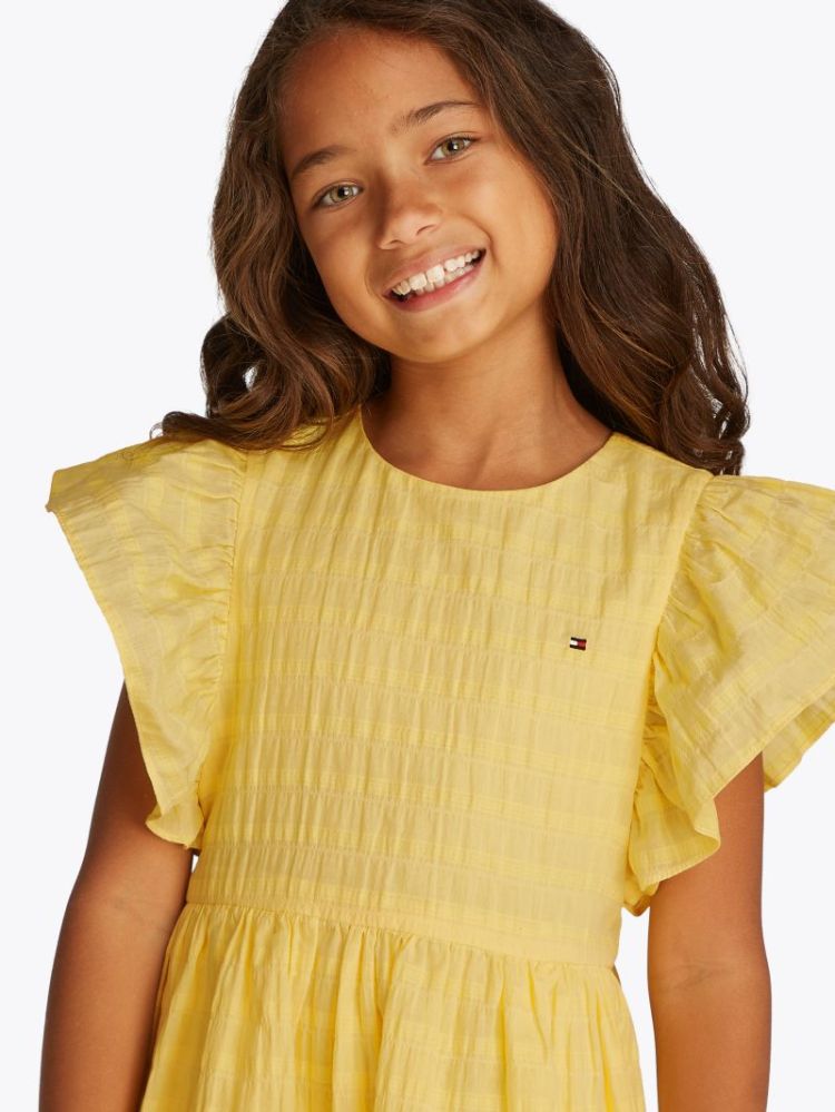TEXTURED COTTON DRESS SS ZF0 Citronella