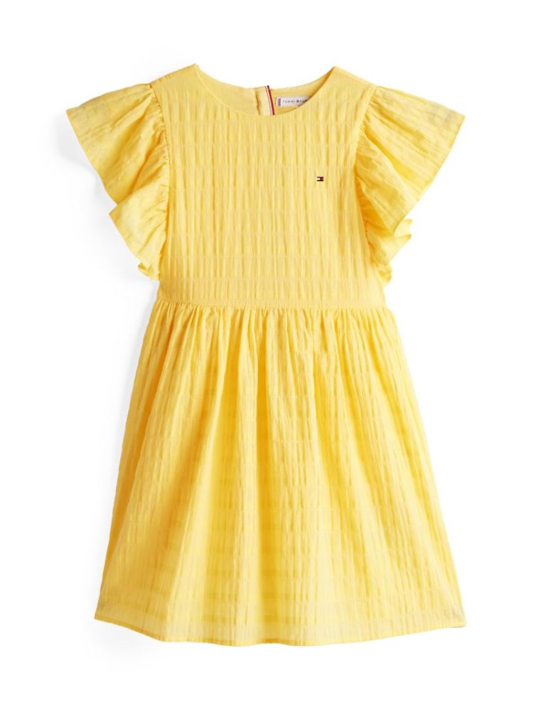 TEXTURED COTTON DRESS SS ZF0 Citronella