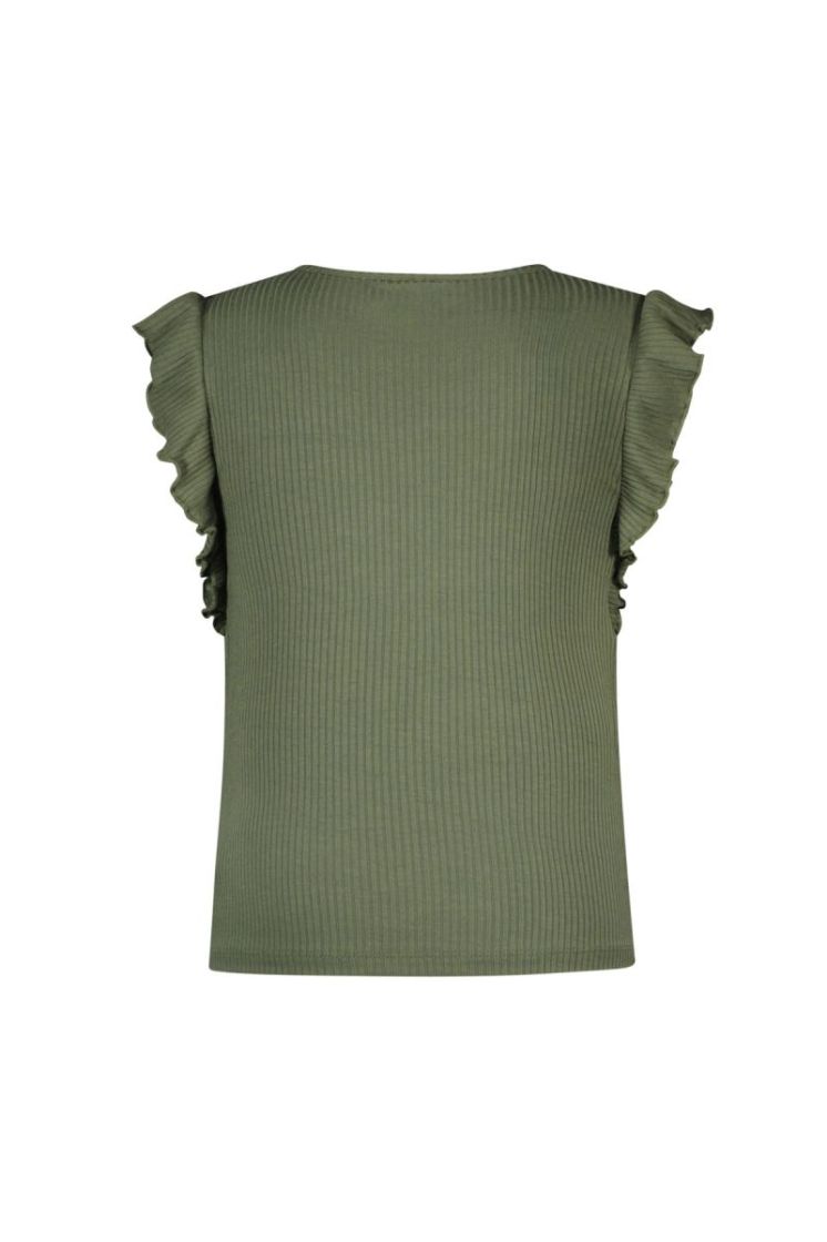 Flo girls rib shirt with ruffl 355 Army