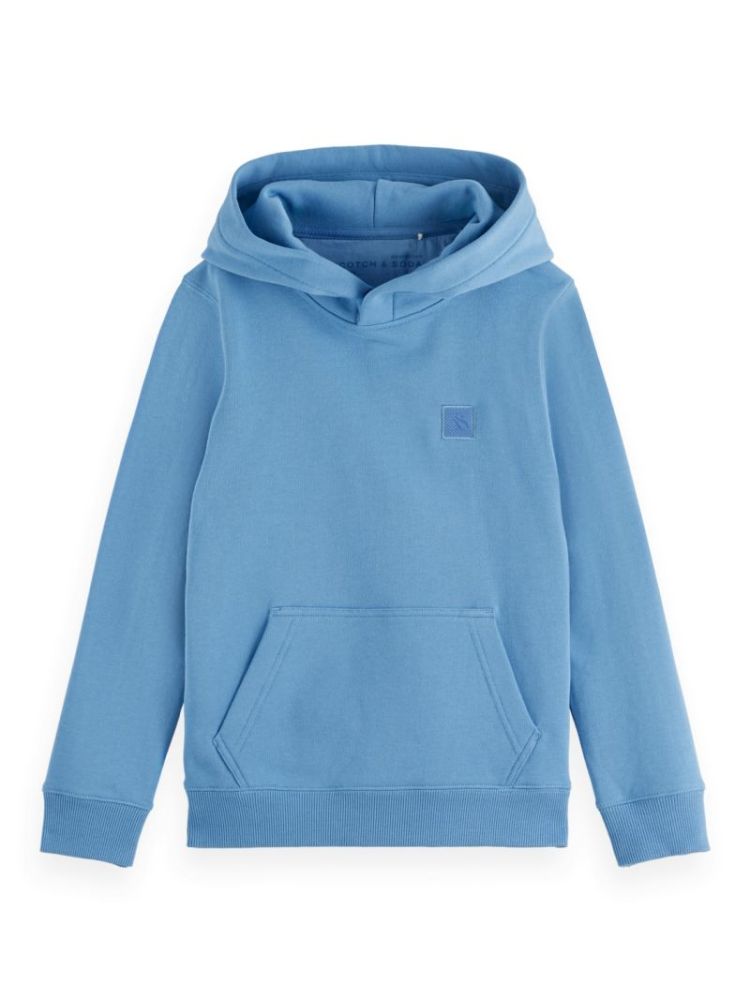 Regular-fit logo badge hoodie 410 Lake Blue