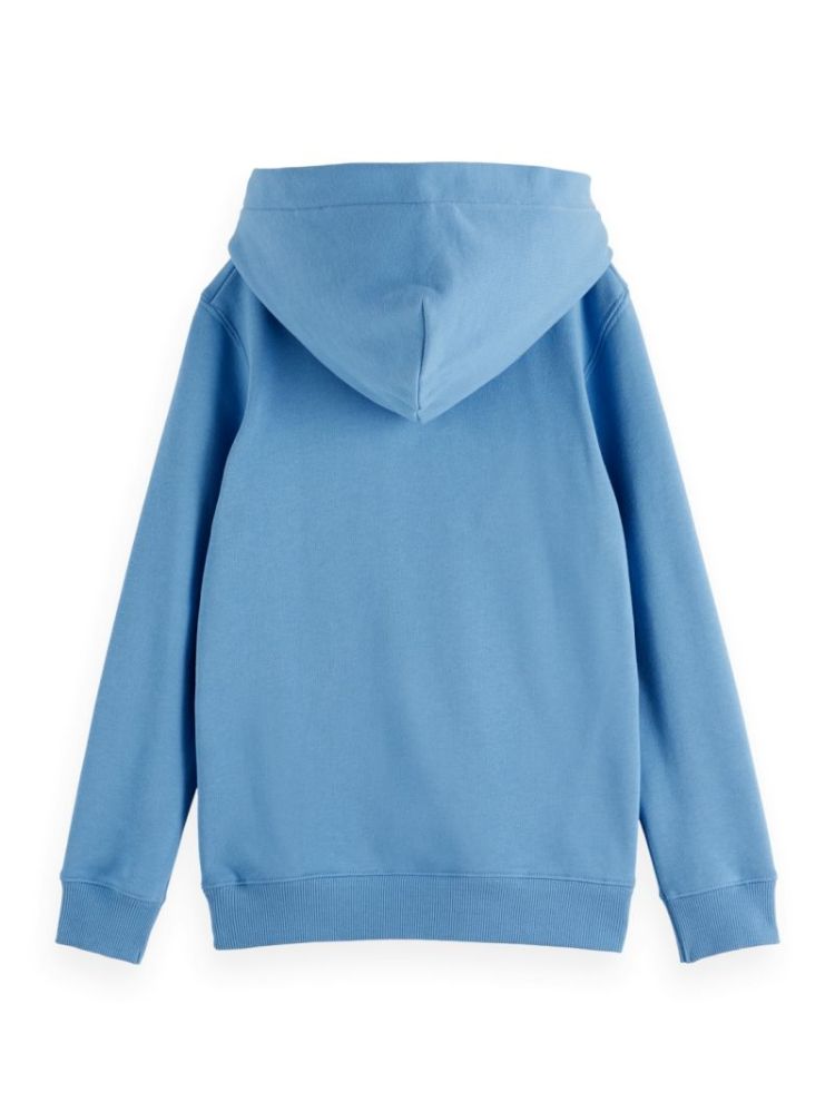 Regular-fit logo badge hoodie 410 Lake Blue
