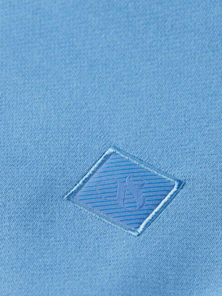 Regular-fit logo badge hoodie 410 Lake Blue