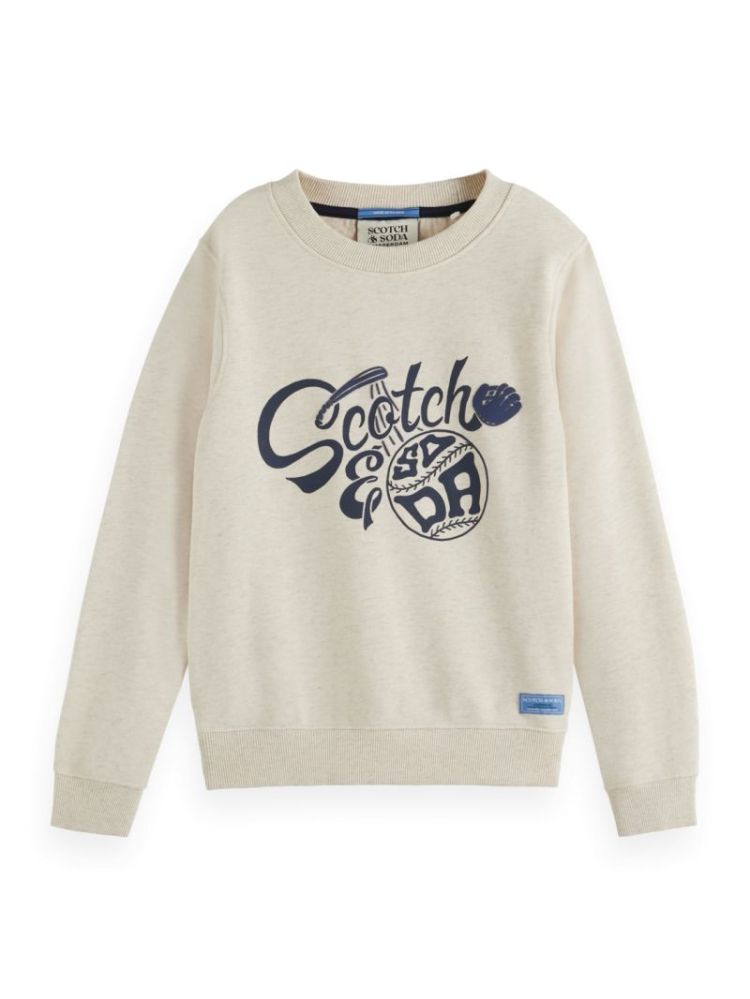 Regular-fit crewneck with ches 270 Oatmeal Mel