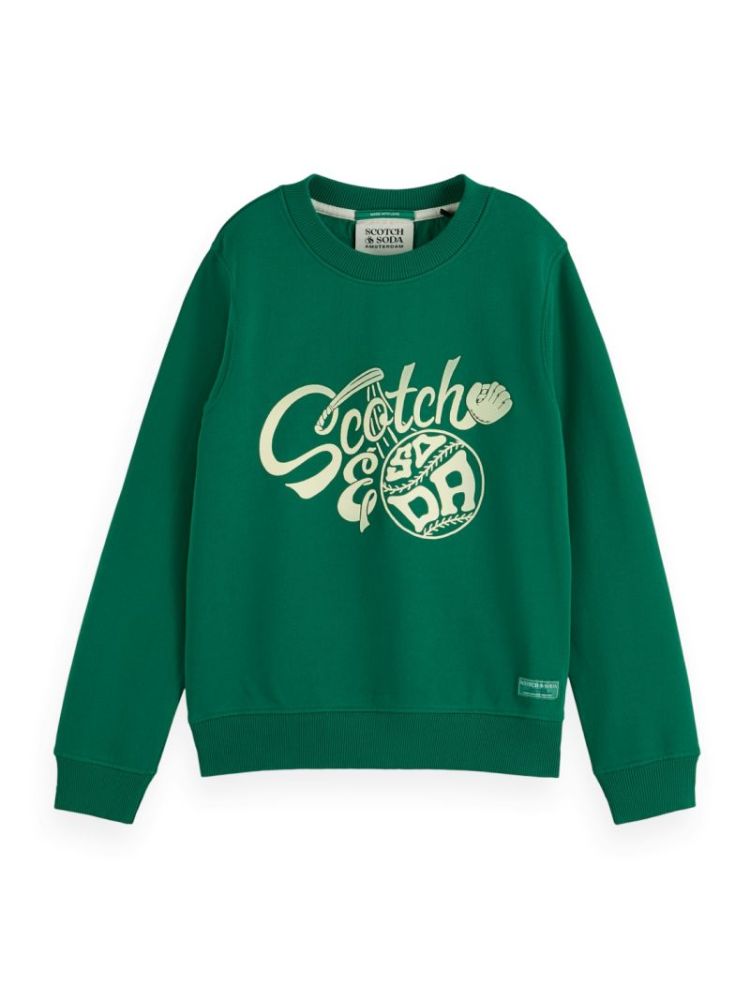 Regular-fit crewneck with ches 301 Bright Gree