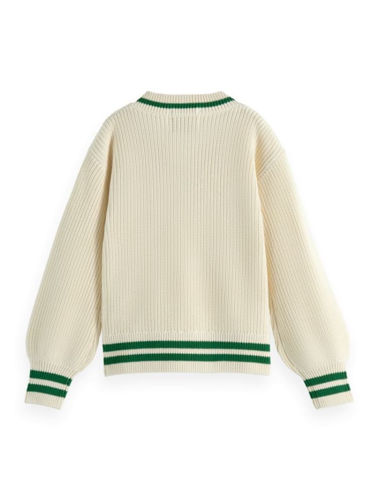 V-neck pullover with chest emb 260 Calico