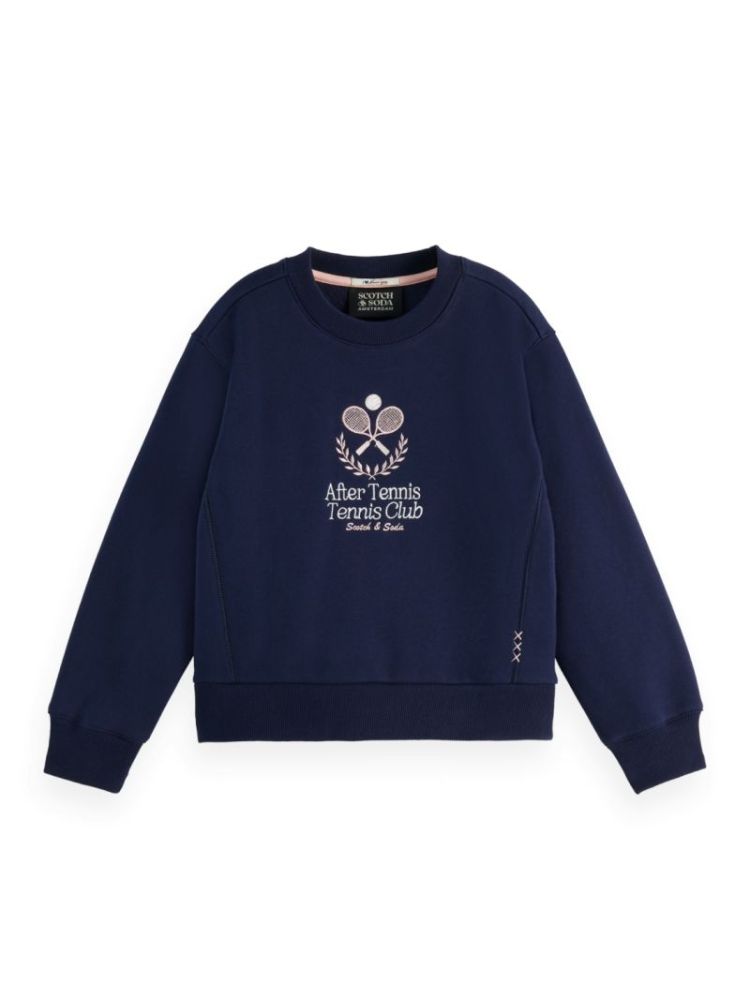 Relaxed-fit crewneck with fron 401 Navy