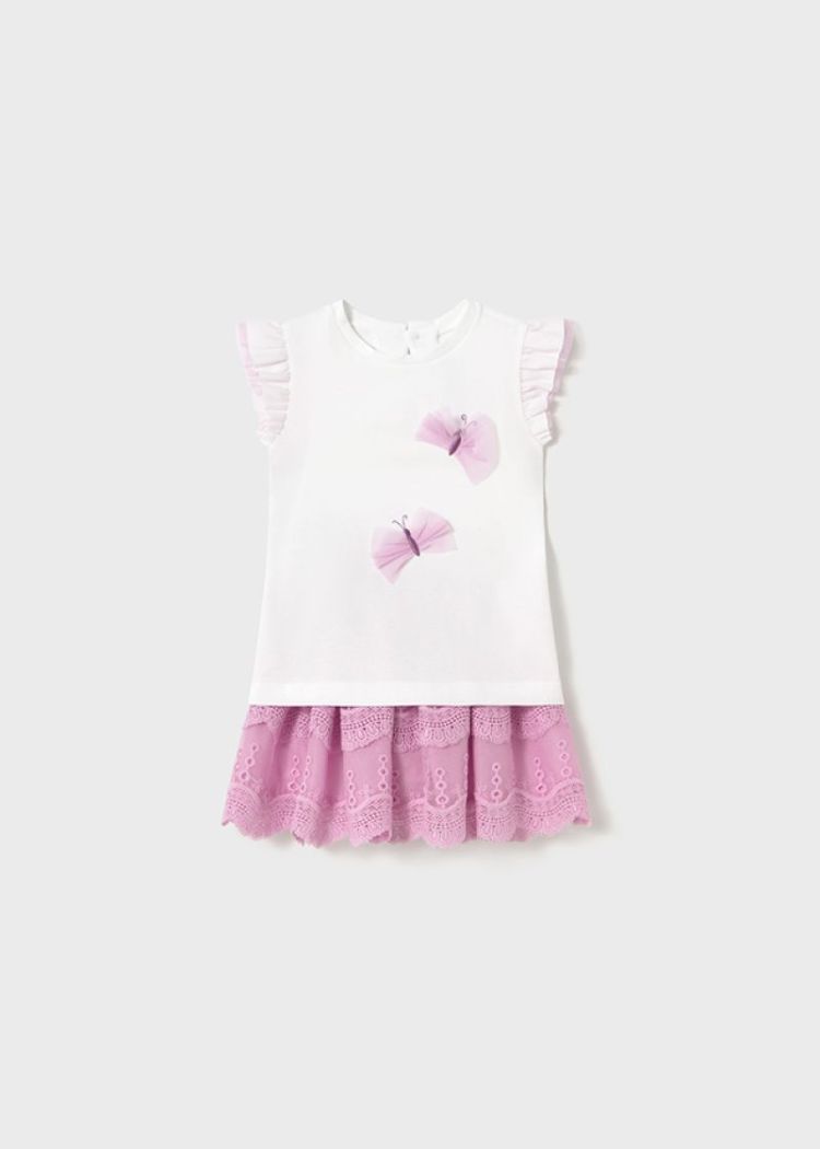 Embroidered tulle skirt set 060 mauve