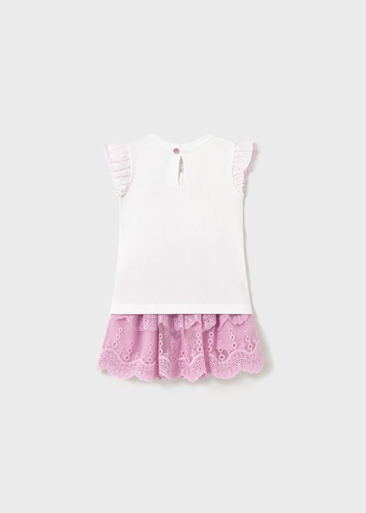 Embroidered tulle skirt set 060 mauve