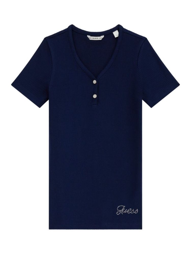 VISCOSE RIB SS T-SHIRT_MINIME G7HR secret blu