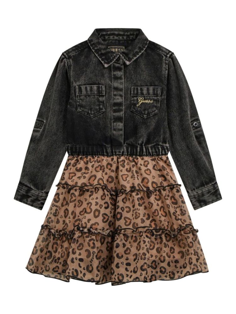 MIXED FABRICS ADJ. LS DRESS BWPE BLACK WASH