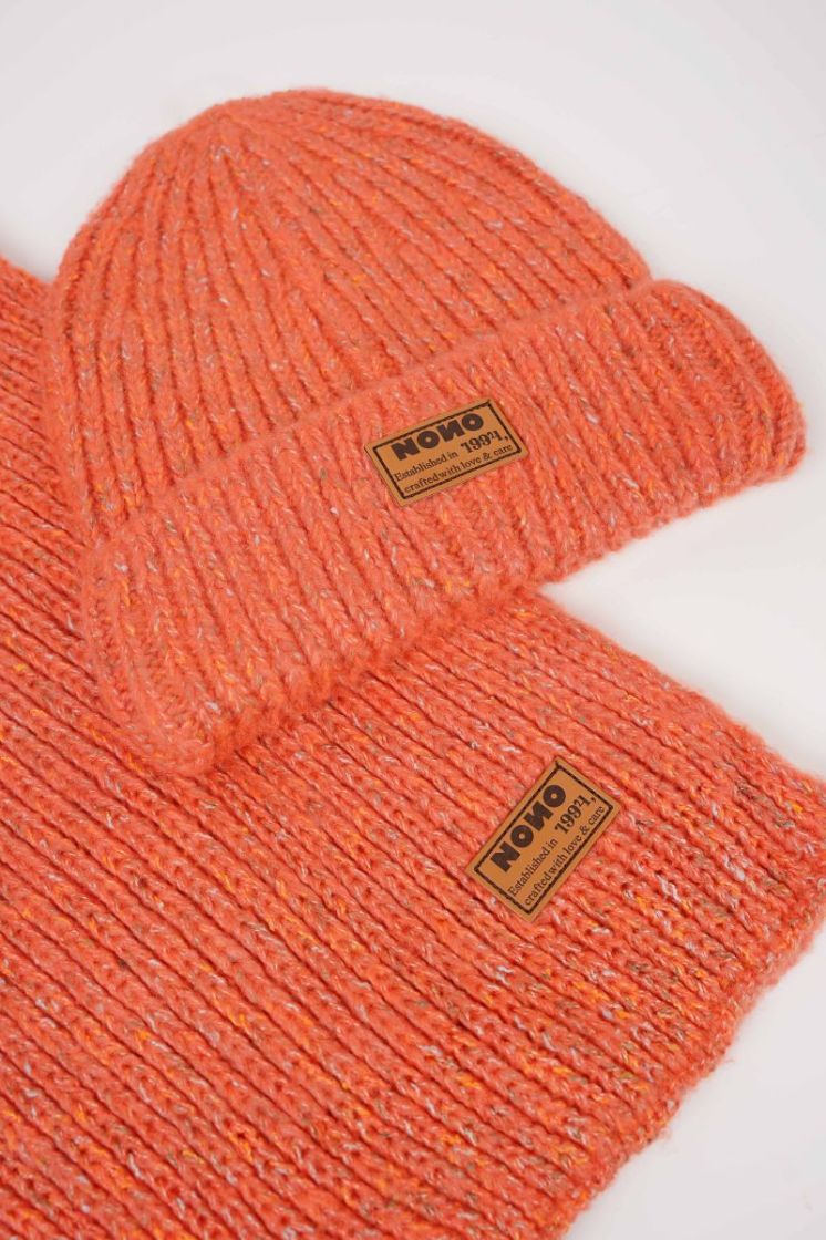 Raya Melange Knitted Scarf hat Blushy Cheeks