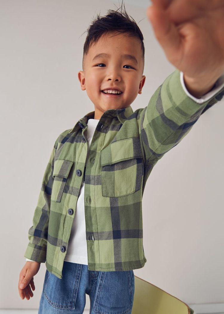 Checked overshirt 031 Olive