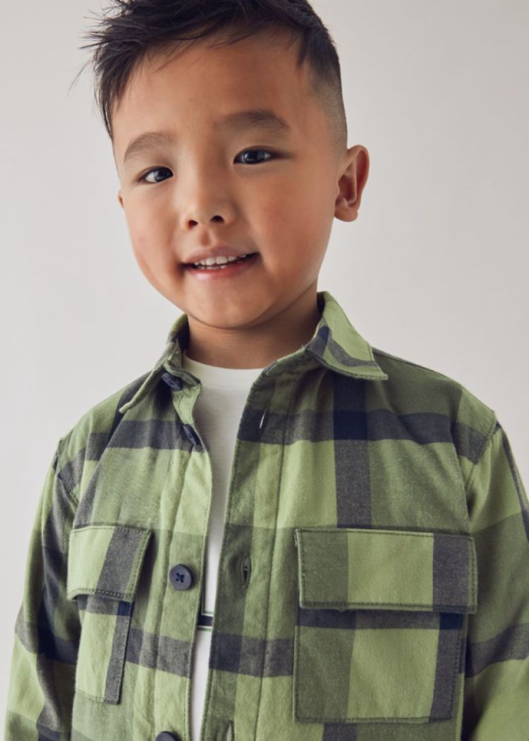 Checked overshirt 031 Olive