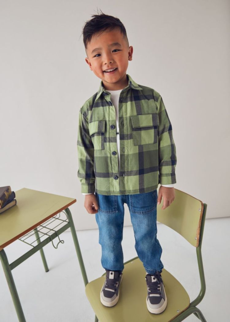 Checked overshirt 031 Olive