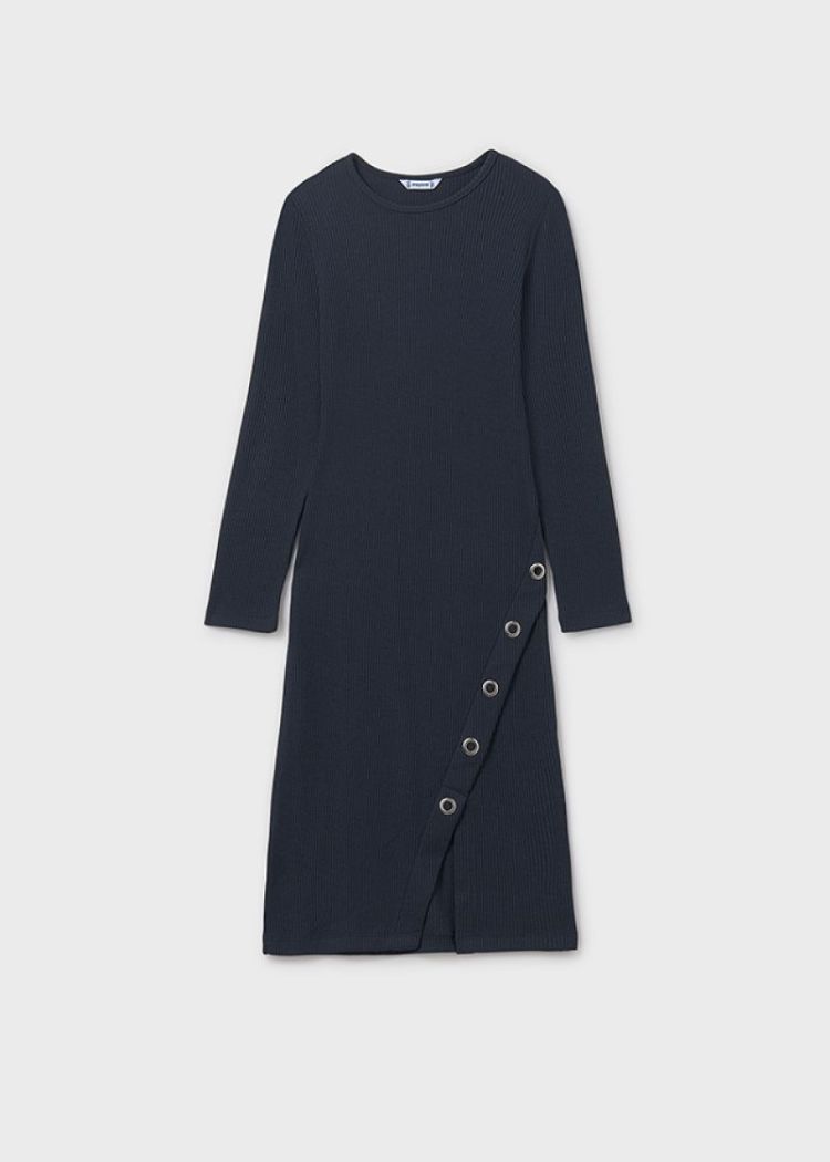 Ribbed midi dress 028 Petroleum