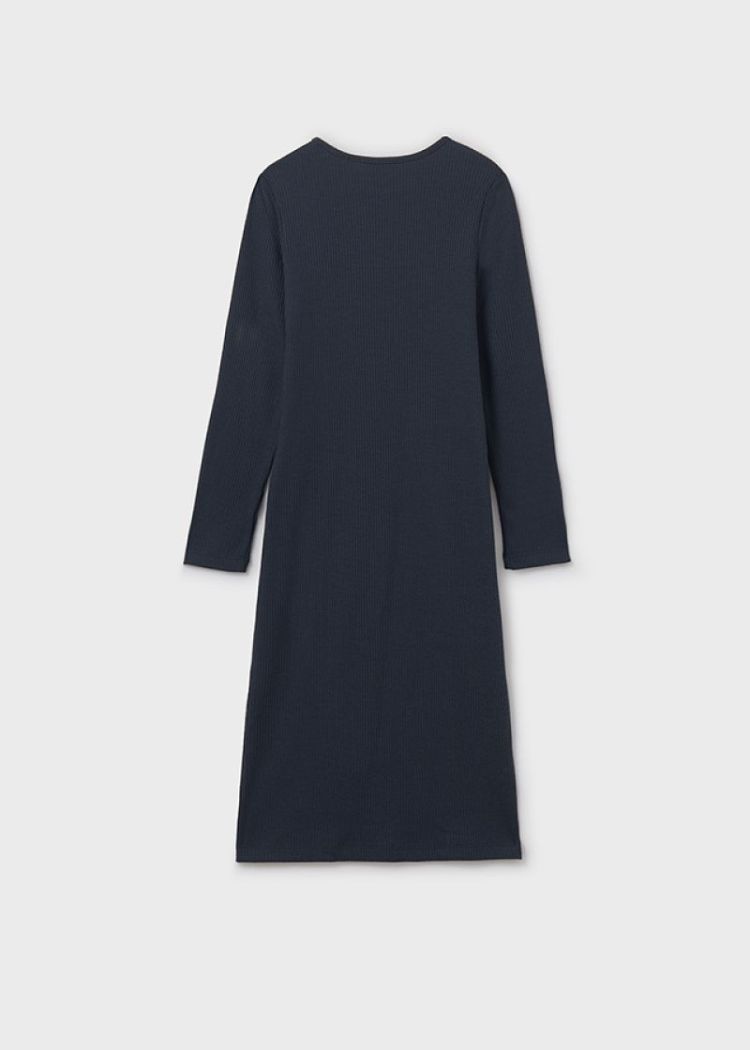 Ribbed midi dress 028 Petroleum