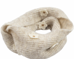 SCARF ROUND FLOWERS LIGHT BEIGE