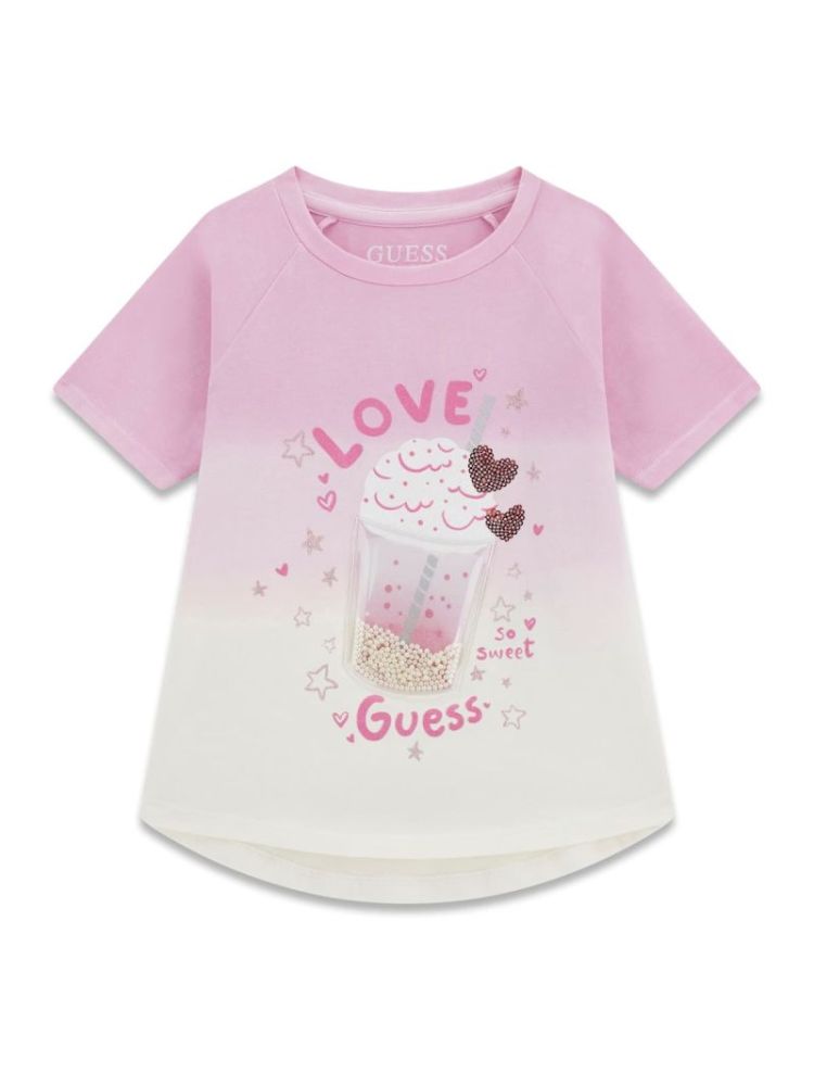 HIGH LOW DIP DYE SS T-SHIRT F69M PINK DEEP
