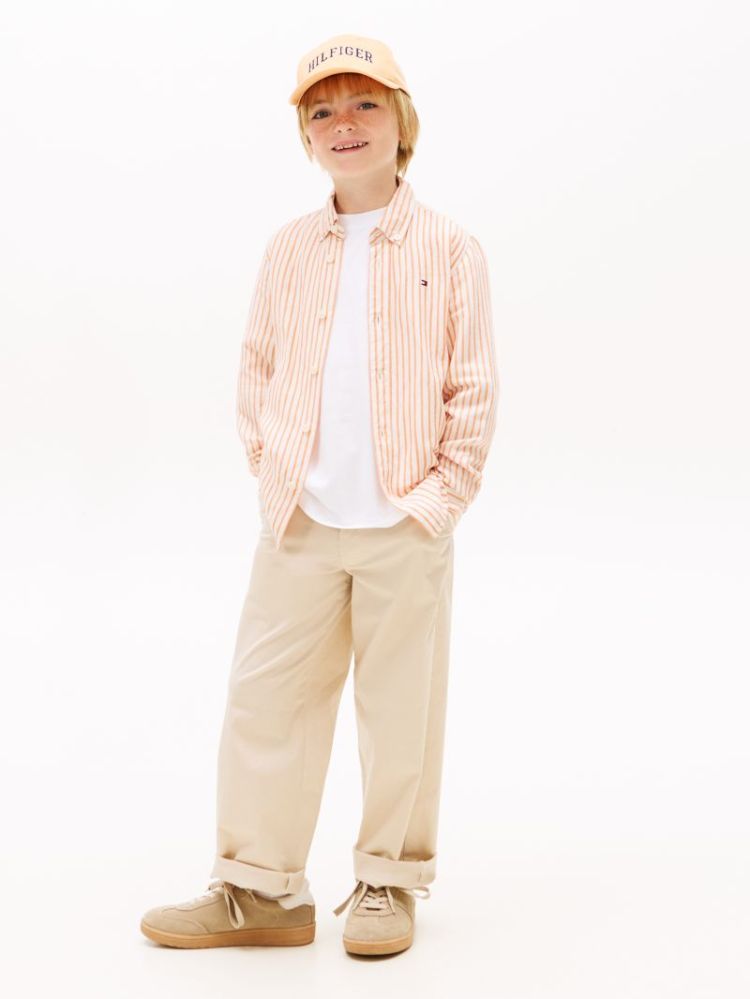 LINEN BLEND STRIPED SHIRT LS SD2 Lush Orange