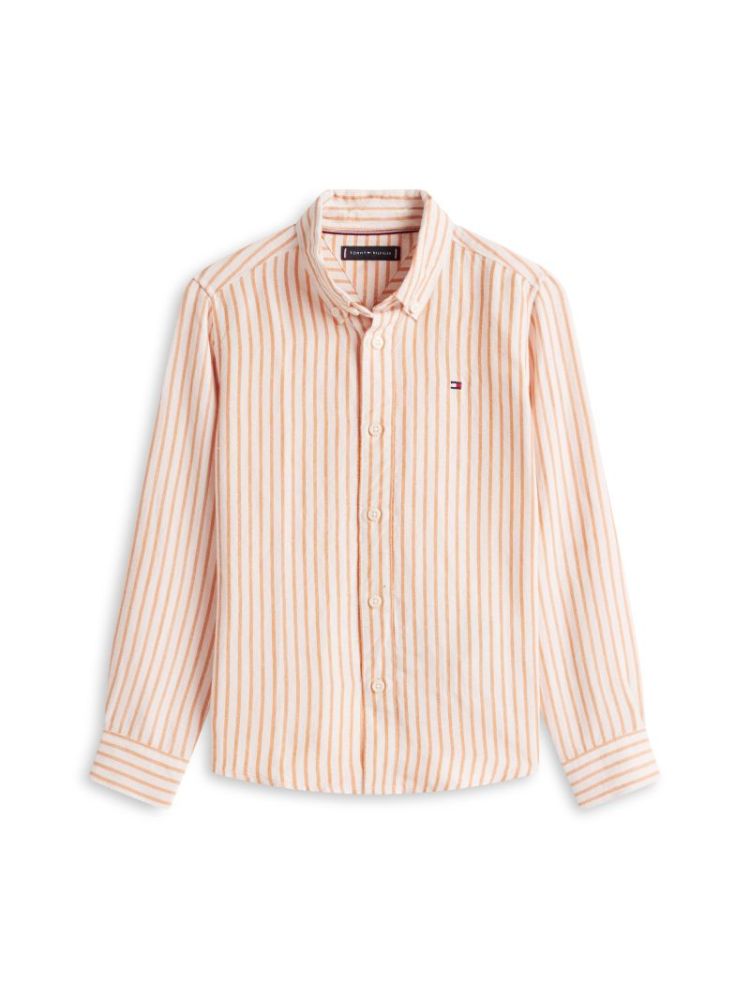 LINEN BLEND STRIPED SHIRT LS SD2 Lush Orange