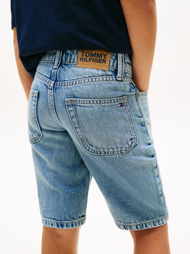 STRAIGHT MID BLUE DENIM SHORTS 1CF Mediumused