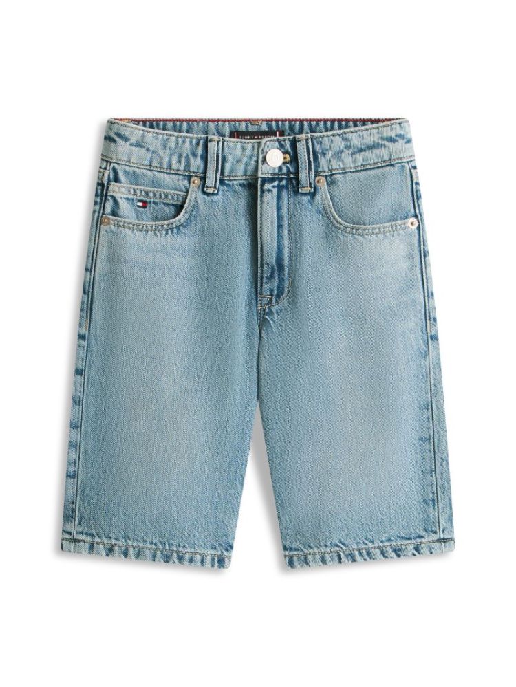STRAIGHT MID BLUE DENIM SHORTS 1CF Mediumused