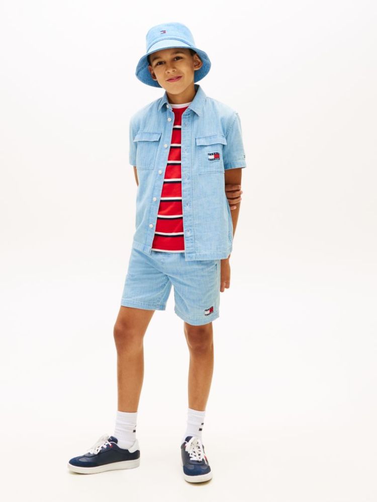 WAVY FLAG HERRINGBONE SHORT 1A4 Denim Mediu