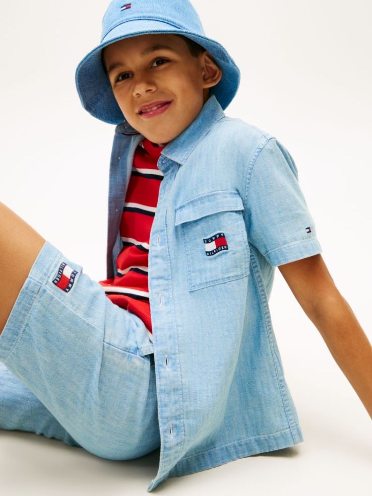 WAVY FLAG HERRINGBONE SHORT 1A4 Denim Mediu