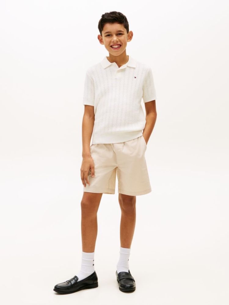 OPEN STITCH POLO SWEATER SS YA8 Ivory Silk