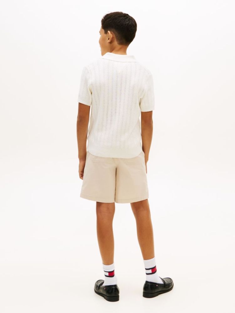 OPEN STITCH POLO SWEATER SS YA8 Ivory Silk