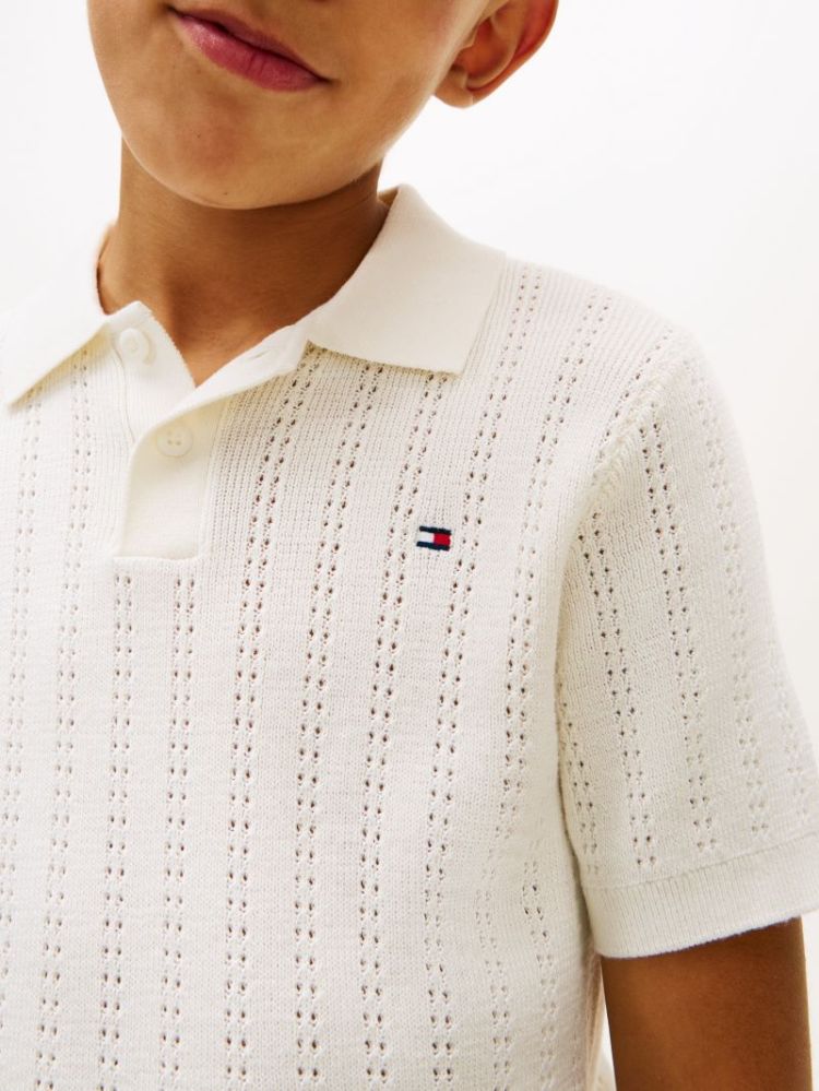 OPEN STITCH POLO SWEATER SS YA8 Ivory Silk