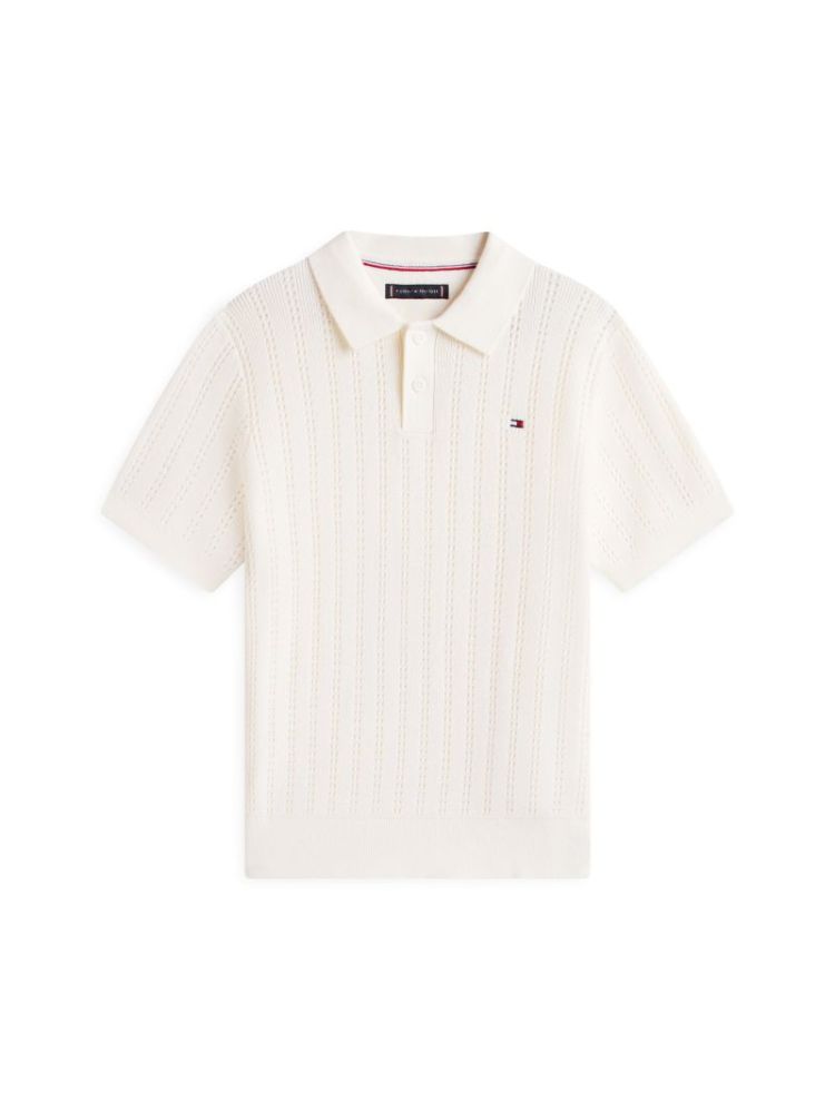 OPEN STITCH POLO SWEATER SS YA8 Ivory Silk