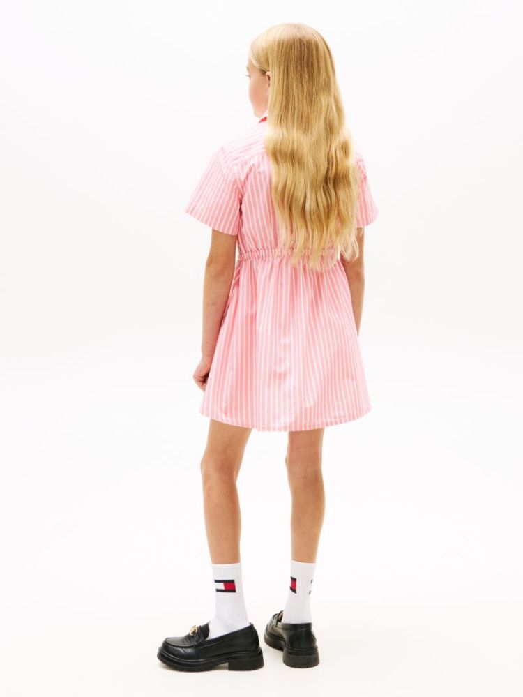 POPLIN STRIPES SHIRT DRESS TIE Tropical Bl