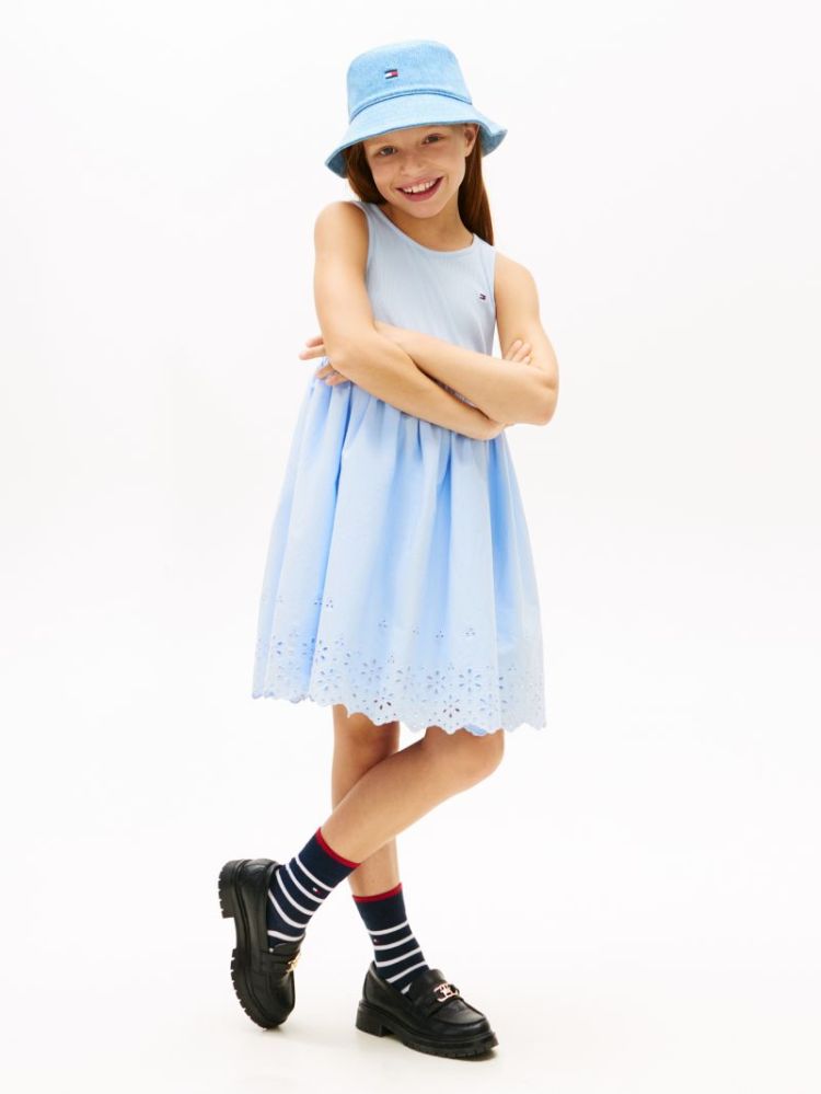 BRODERIE ANGLAISE COMBI DRESS C3Q Sweet Blue