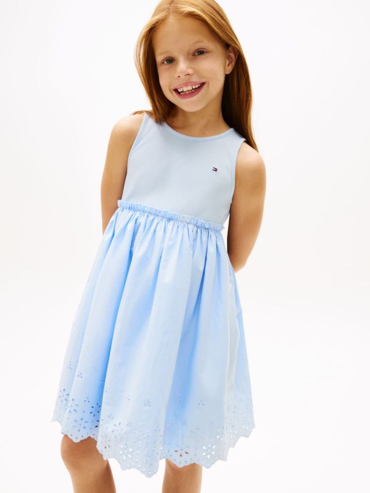 BRODERIE ANGLAISE COMBI DRESS C3Q Sweet Blue