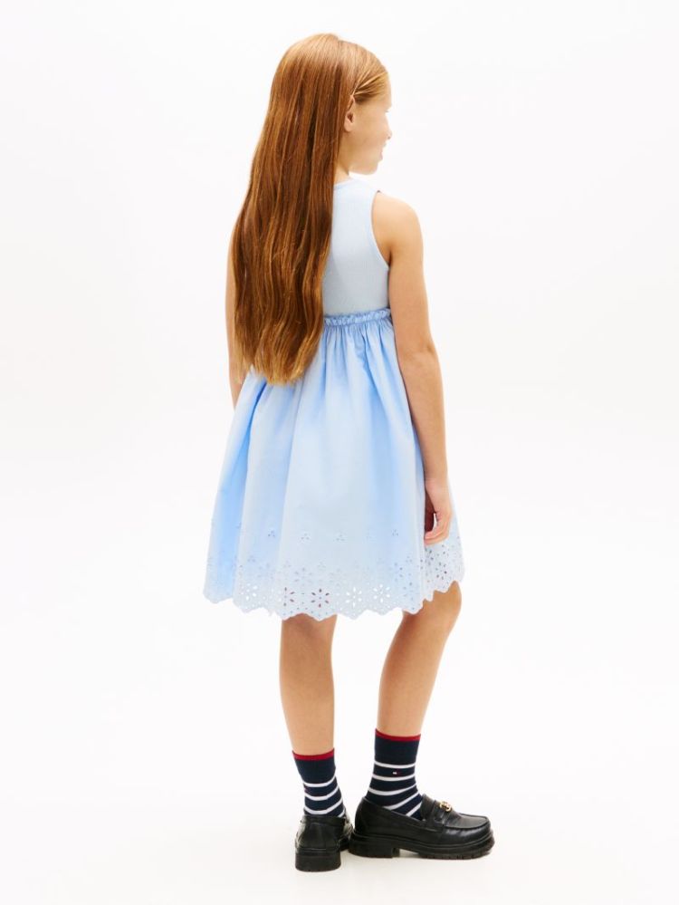 BRODERIE ANGLAISE COMBI DRESS C3Q Sweet Blue